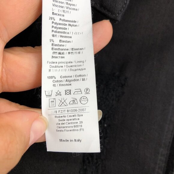 Roberto Cavalli Black Distressed Fringe Skinny Jeans w/ Frayed Trim detail - Picture 7 of 16